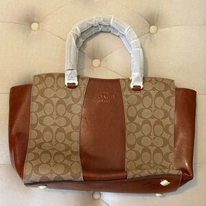 Coach Brown and Tan Signature Handbag